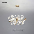 Olivia Ginkgo Leaf Modern Petal Shaped Metal Chandelier, Gold