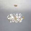 Olivia Ginkgo Leaf Modern Petal Shaped Metal Chandelier, Gold