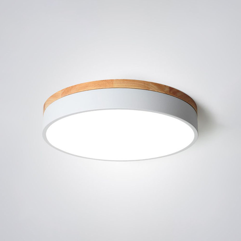 Aria Nordic LED Round Flush Mount Ceiling Light Wood Color
