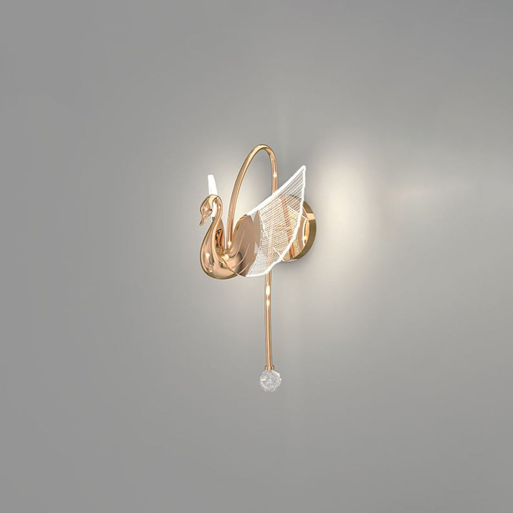 Arisha Art Deco Swan /Metal Wall Lamp, Gold/Rose Gold