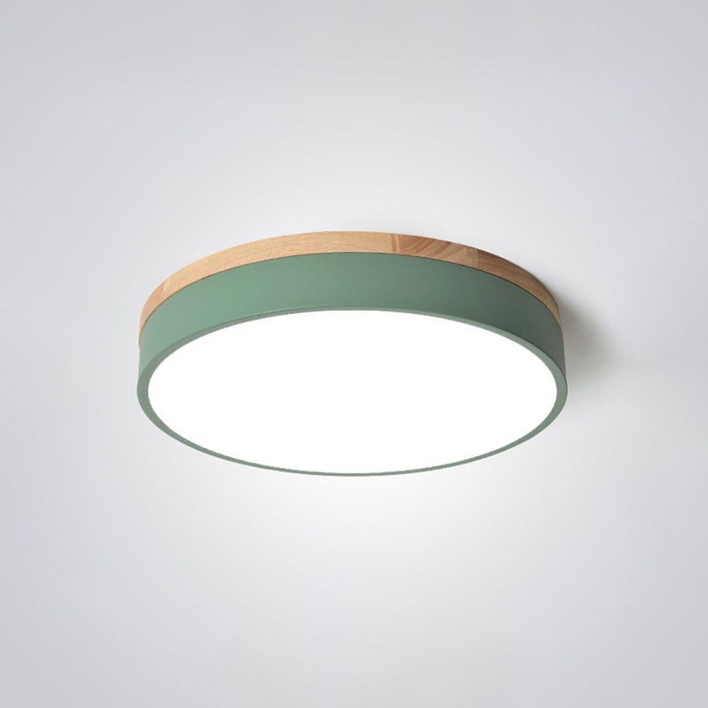 Aria Nordic LED Round Flush Mount Ceiling Light Wood Color