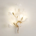 Olivia Decorative Flower in Golden White Ceramic Wall Lamp