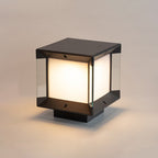 Ray Modern Rectangular Metal Glass Outdoor Lamp, Black/Black-Gold