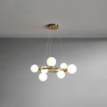 Valentina Modern Glass Globe Ring Chandelier, Gold/Black