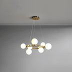 Valentina Modern Glass Globe Ring Chandelier, Gold/Black
