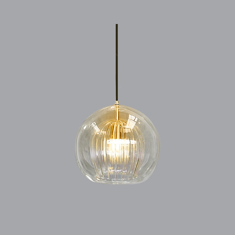 June Pendant Light Bulle Nordic Glass Transparent/Gold Living Room/Bedroom - Kingsley Beaumont