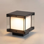 Ray Modern Rectangular Metal Glass Outdoor Lamp, Black/Black-Gold