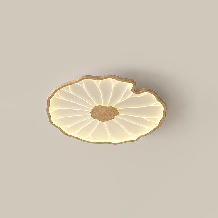 Solara Ceiling Light Feuille of Lotus - Diameter 30 Cm X Height 4 Cm - Finish Grain of Wood Nature Hydrographique - Light Warm