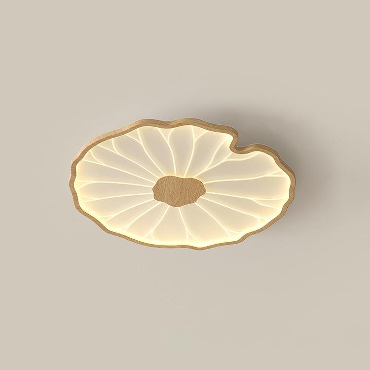 Solara Ceiling Light Feuille of Lotus - Diameter 40 Cm X Height 4 Cm - Finish Grain of Wood Nature Hydrographique - Light Warm
