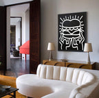 Keith Haring Playful Burger Character Painting Black