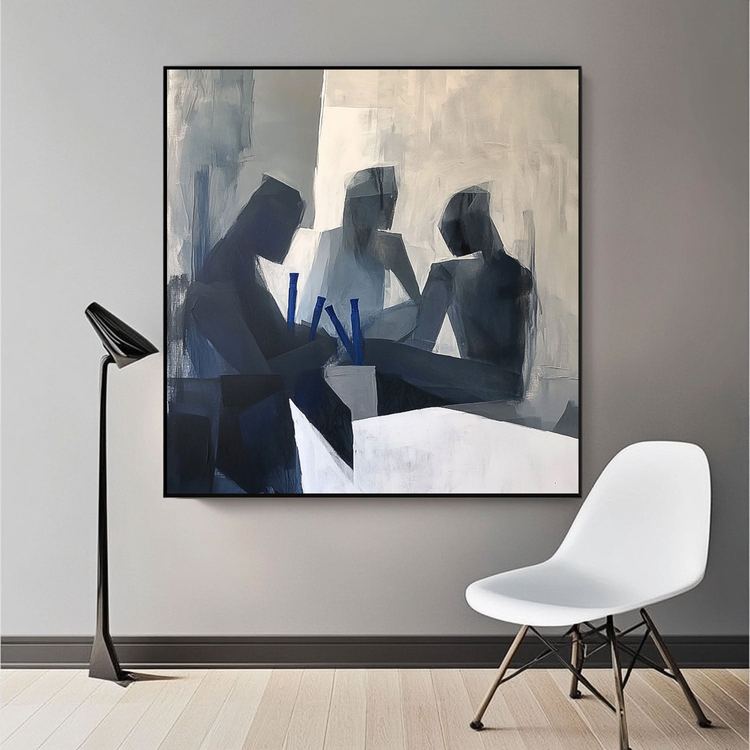 Group Meeting Monochrome Oil Painting