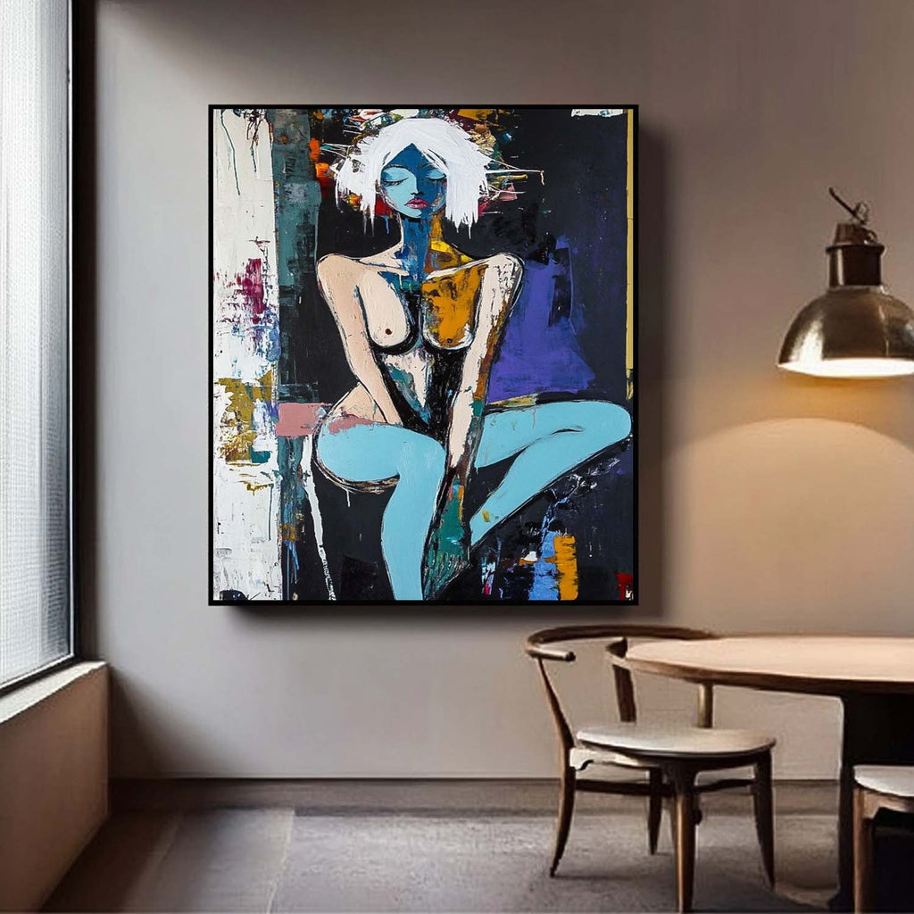 Neo-Expressionist Seated Figure Oil Painting