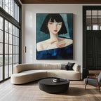 Stylized Woman Portrait Oil Painting Wall Decor