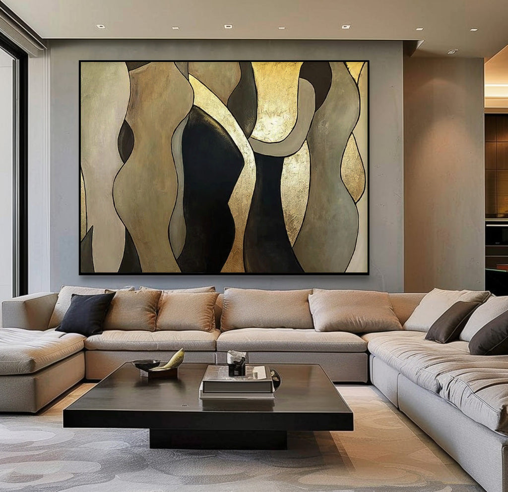 Gilded Biomorphic Abstract Painting Luxurious