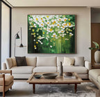 Lush Floral Canopy Oil Painting White Flowers Green