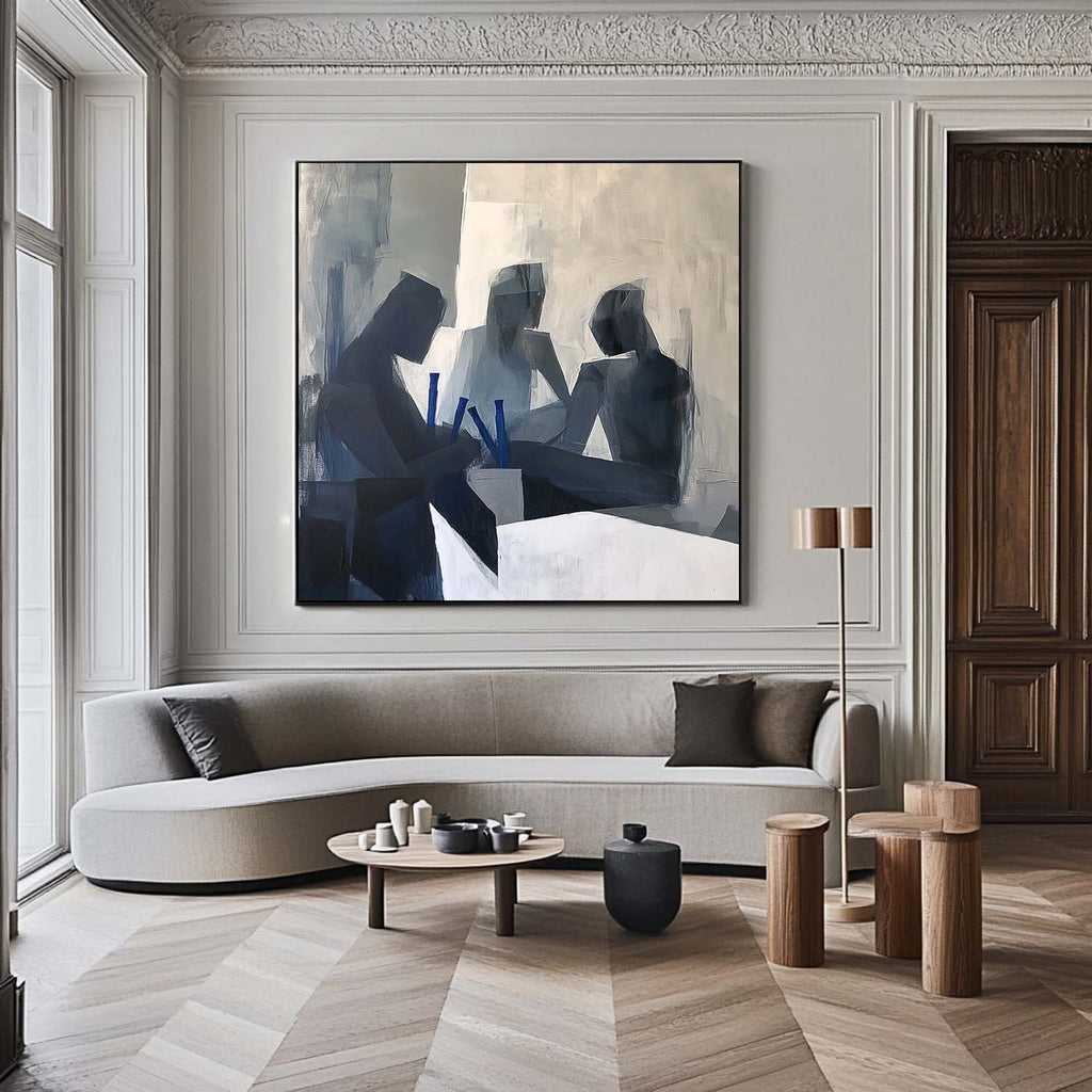 Group Meeting Monochrome Oil Painting
