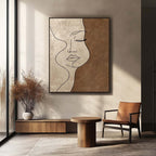 Minimalist One-Line Woman Face Wall Art Neutral