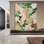 Soft Pastel Floral Field Oil Painting Modern