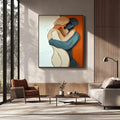 Romantic Couple Embrace Textured Oil Painting