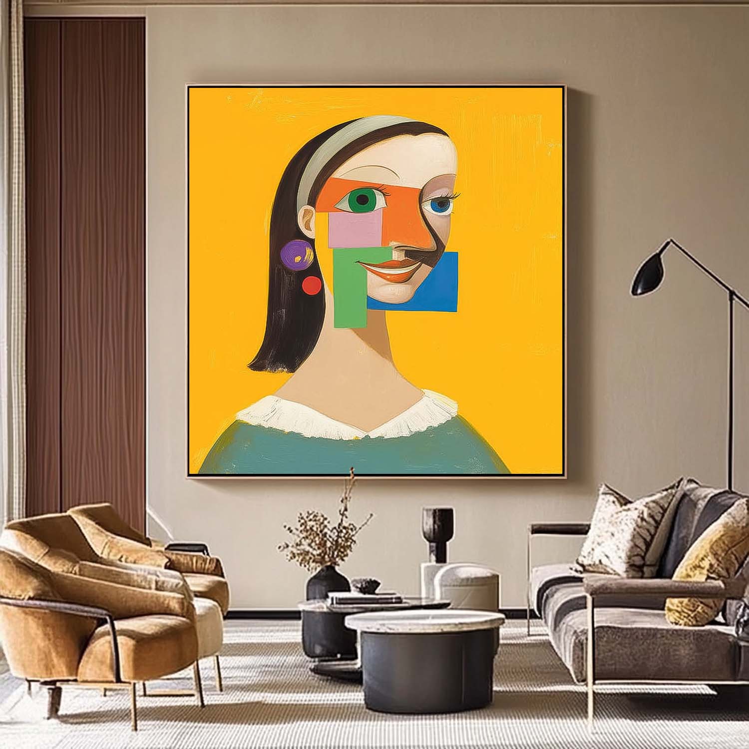 Fragmented Portrait Statement Earrings Oil Painting