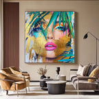 Golden Tropical Woman Portrait Oil Painting