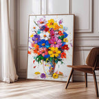 Multicolor Wildflower Bouquet Impasto Oil Painting