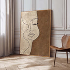 Minimalist One-Line Woman Face Wall Art Neutral