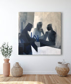 Group Meeting Monochrome Oil Painting