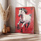 Energetic White Horse Oil Painting