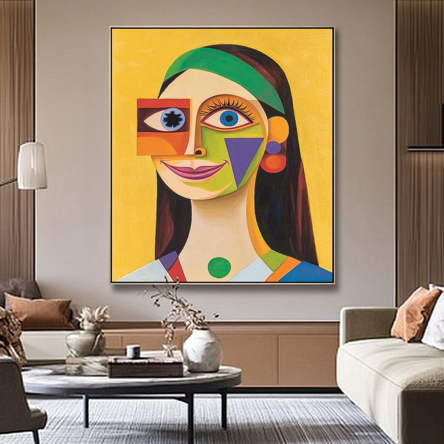 Two-Eye Portrait Vibrant Headband Oil Painting