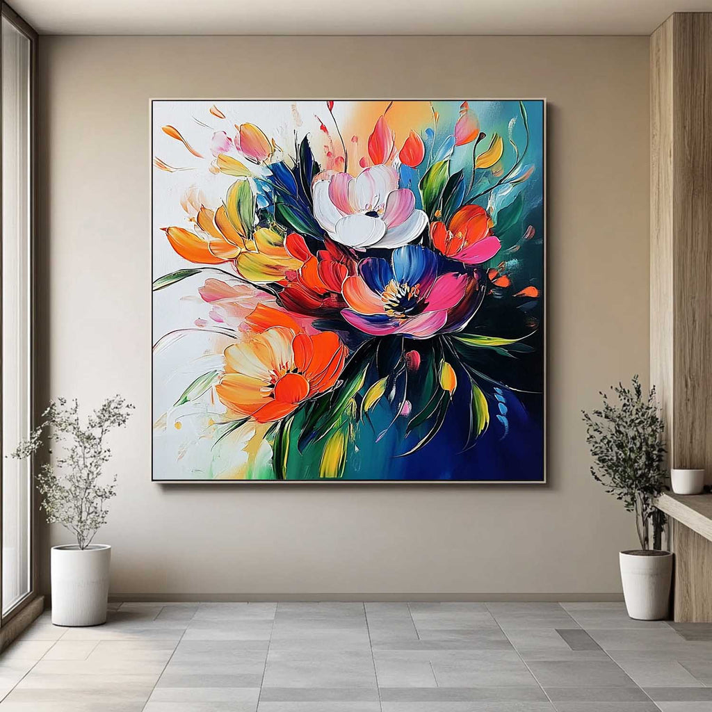 Vibrant Abstract Floral Bouquet Oil Painting