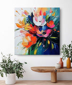 Vibrant Abstract Floral Bouquet Oil Painting