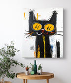 Abstract Black Cat With Yellow Eyes Pop Art
