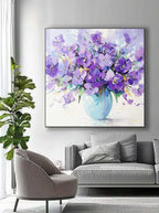 Lavender Purple Floral Bouquet Oil Painting
