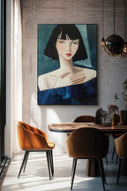Stylized Woman Portrait Oil Painting Wall Decor