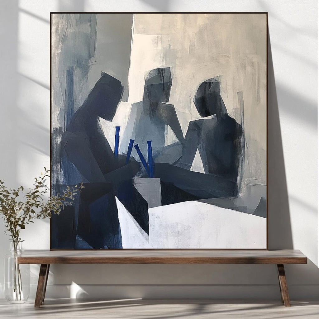Group Meeting Monochrome Oil Painting