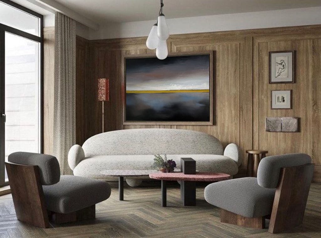 Nocturnal Golden Horizon Abstract Painting