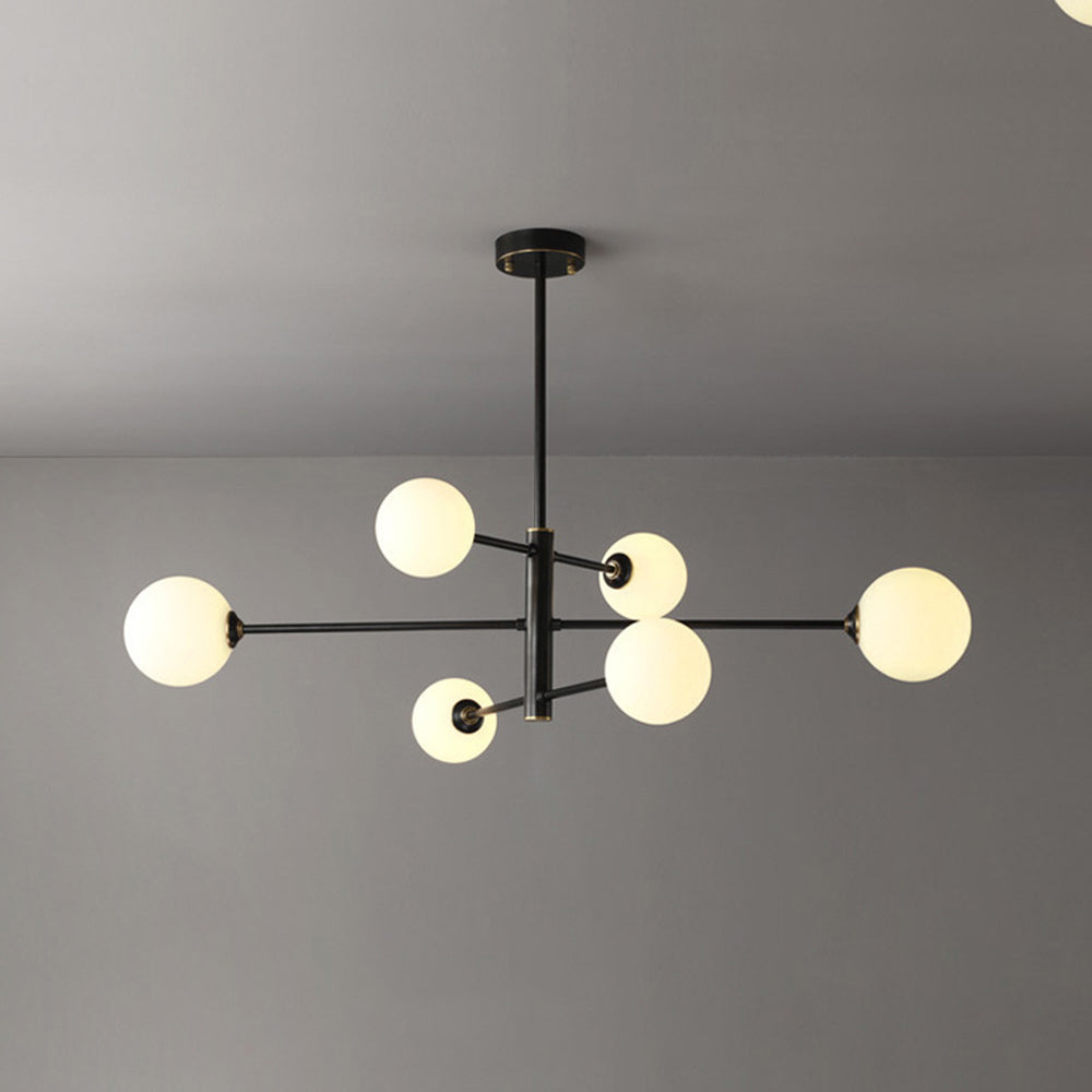 Truva Chandelier Bulle Modern Copper Glass Copper Living Room - 6 Lumières - Black
