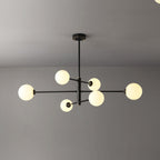 Truva Chandelier Bulle Modern Copper Glass Copper Living Room - 6 Lumières - Black