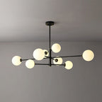 Truva Chandelier Bulle Modern Copper Glass Copper Living Room - 8 Lumières - Black