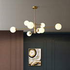 Truva Chandelier Bulle Modern Copper Glass Copper Living Room - 8 Lumières - Gold