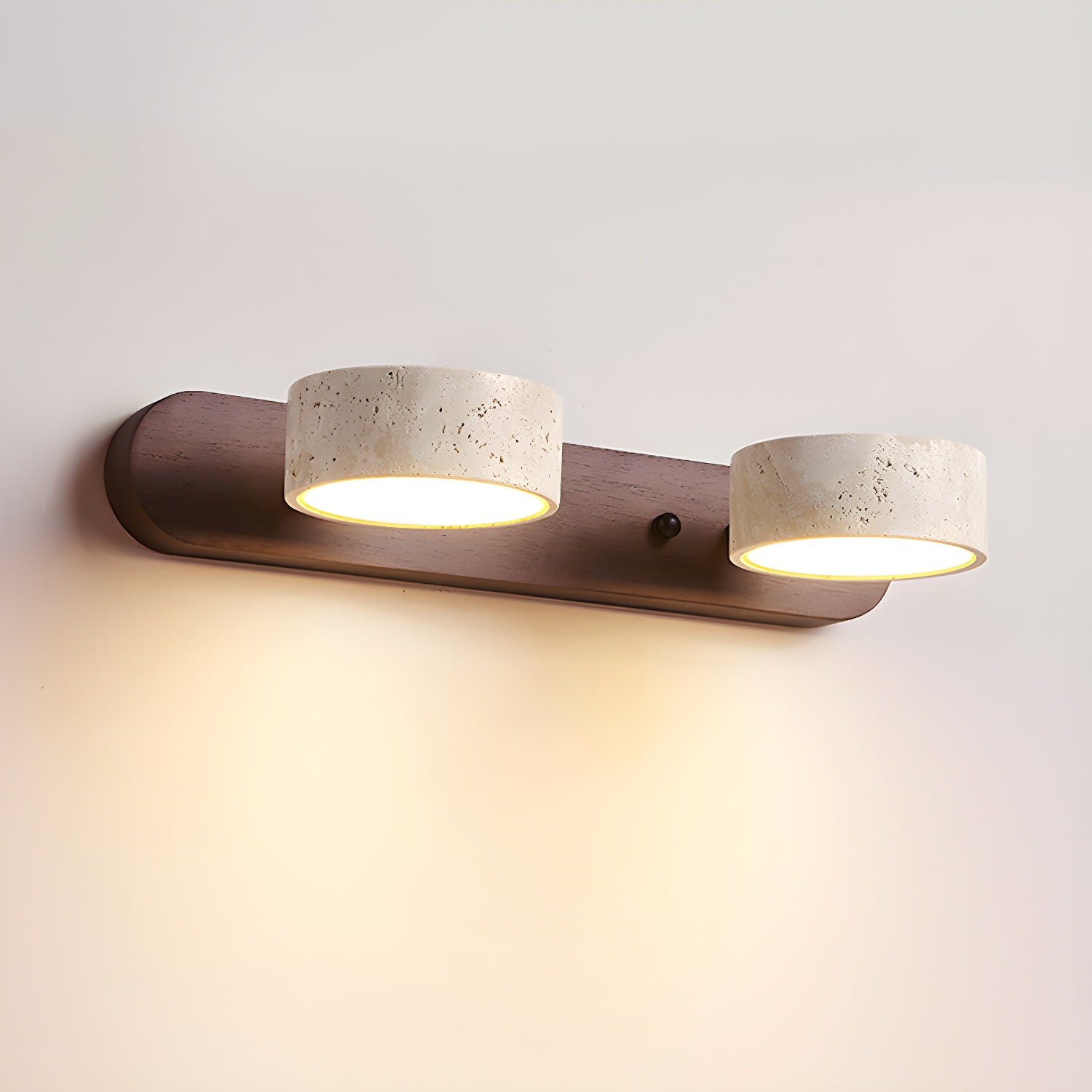 Tuelo Wall Light Indoore in Travertine Neutral - 2-Lights - Colour Walnut - Light Warm