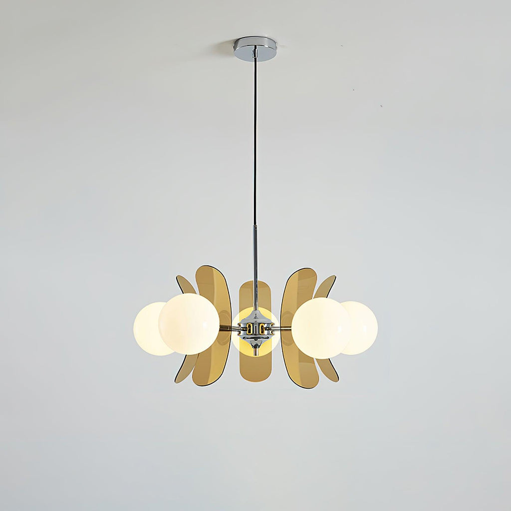 Ulano Chandelier - 5 Lights Diameter 60 Cm X Height 40 Cm - Brown and Chromé