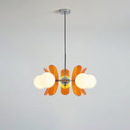 Ulano Chandelier - 5 Lights Diameter 60 Cm X Height 40 Cm - Orange and Chromé