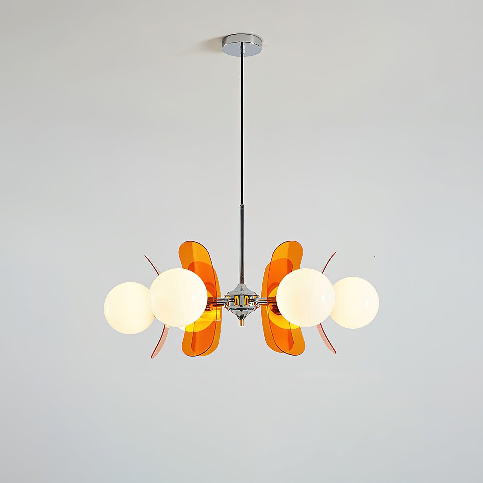 Ulano Chandelier - 6 Lights Diameter 72 Cm X Height 40 Cm - Orange and Chromé