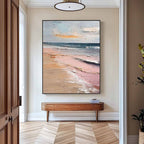 3D Pink Beach Oil Painting Coastal Landscape