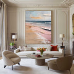 3D Pink Beach Oil Painting Coastal Landscape