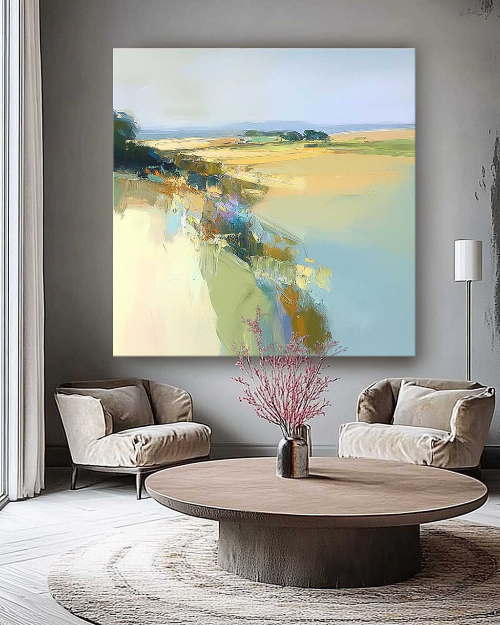 Wall Art Abstract Blocky Brushstroke Decor