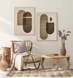 Earthy Organic Shapes Diptych Set