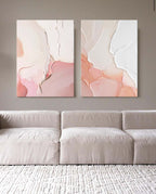 Textured 3D Diptych Wall Art Soft Pink White